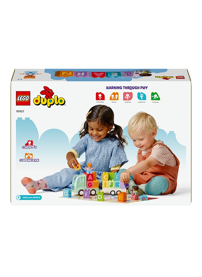 LEGO DUPLO Town Alphabet Truck Toy for Toddlers, Boys & Girls Aged 2 Plus, ABC Learning Vehicle Construction Toys Set with a Trailer Carrying Alphabet Bricks and Boy and Girl Figures 10421 (36 pieces)  - Image 3