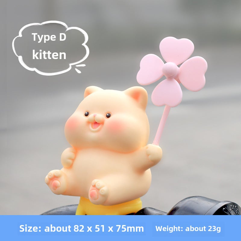 Generic Joyful Electric Car Ornament Cute Animal Figurine D doodle kitten