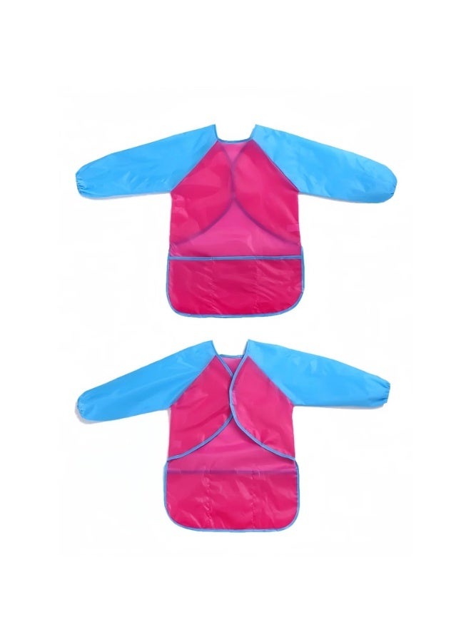 Waterproof Kids Painting Apron Smock With Long Sleeve, 2 PCS,S - Image 5