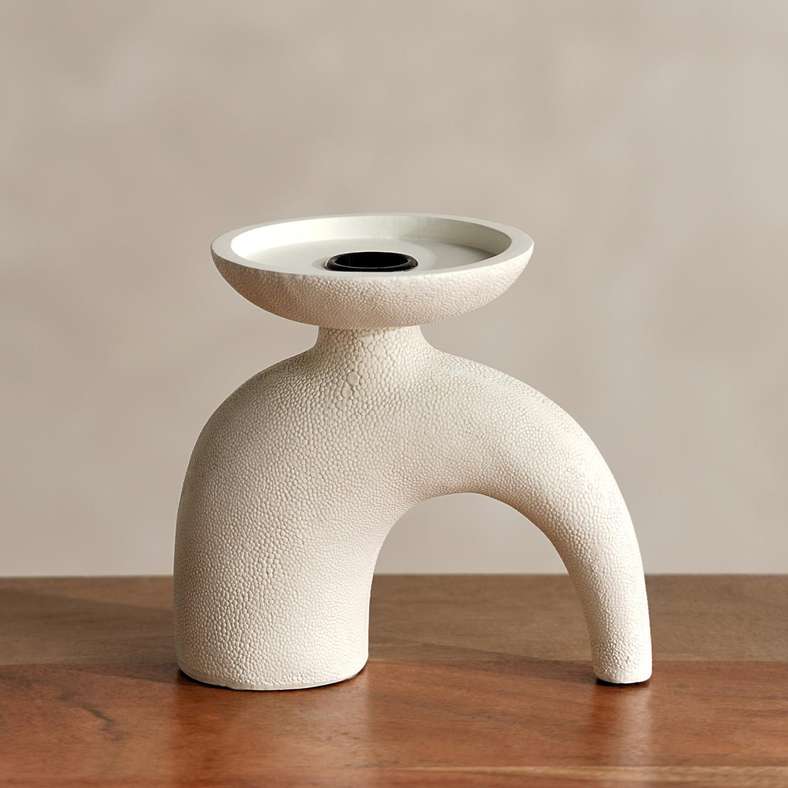 Pan Home Beige Polyresin Candle Holder - Image 4