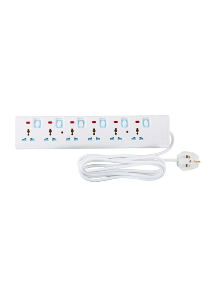 PROMASS 6 Way Extension Socket 13A - Extension Lead Strip With 6 LED Indicators & 6 Power Switches | Extra Long 3M Cord With Over Current Protected | Ideal For All Electronic Devices  - Image 1