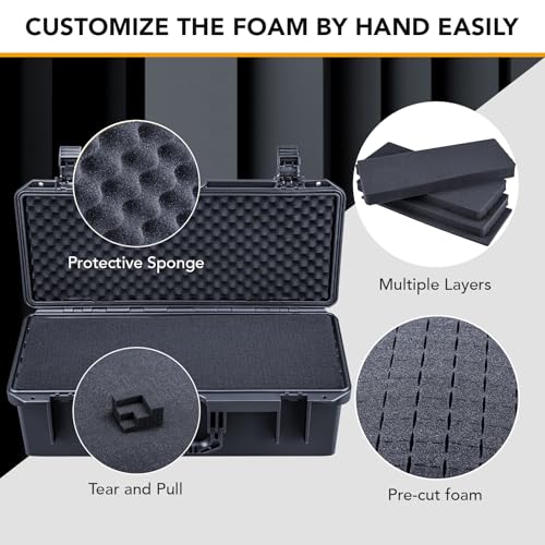 Lykus HC-5031 Waterproof Hard Case with Customizable Foam Insert, Interior Size 20.67x8.15x6.69 in, Suitable for long slim items - Image 2