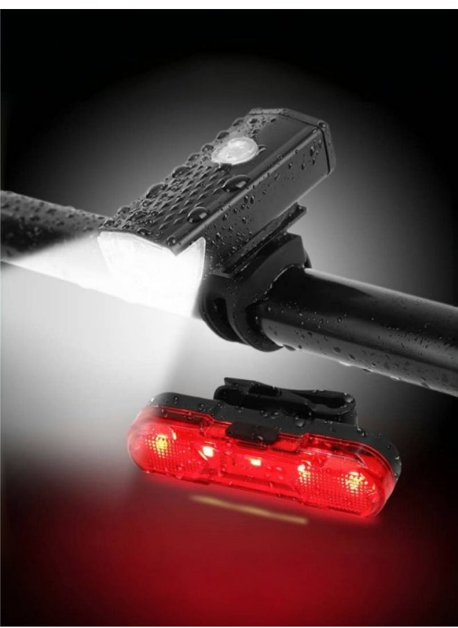Healife Set of 2 Bike Lights, Bike Indicator Lights Front Headlight and Back Rear Taillight with USB Rechargeable, IPX6 Waterproof 3 Modes, MTB Off Road Lights Suitable for All Kinds of Bicycles (USB Cable Included)  - Image 2