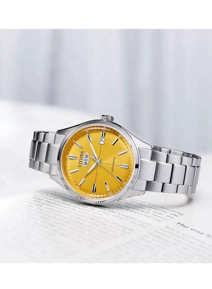 Citizen C7 Series Men's Watch NH8391-51Z 40mm Stainless Steel Automatic with Yellow Dial and Day-Date Display​ - Image 5