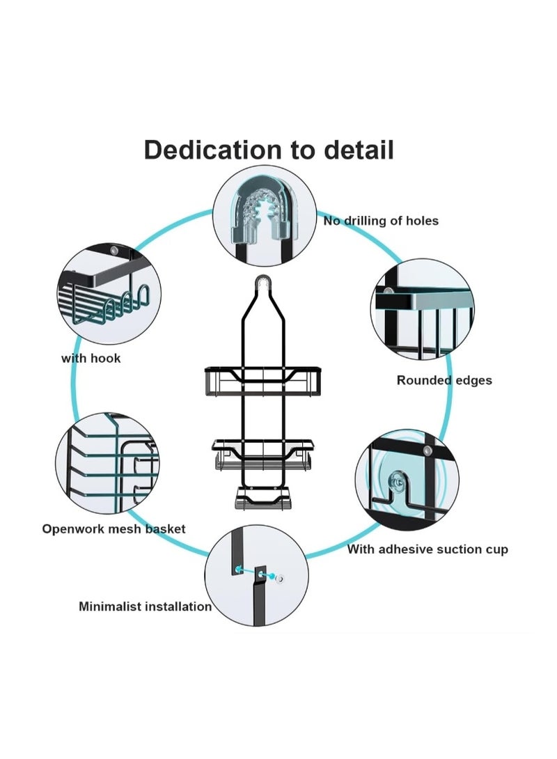 Forthcan Forthcan Hanging Shower Caddy Over Shower Head, Rustproof Shower Shelf Racks, Bathroom Hanging Organizer, Shower Rack Shelves for Shampoo, Soap Holder  - Image 4