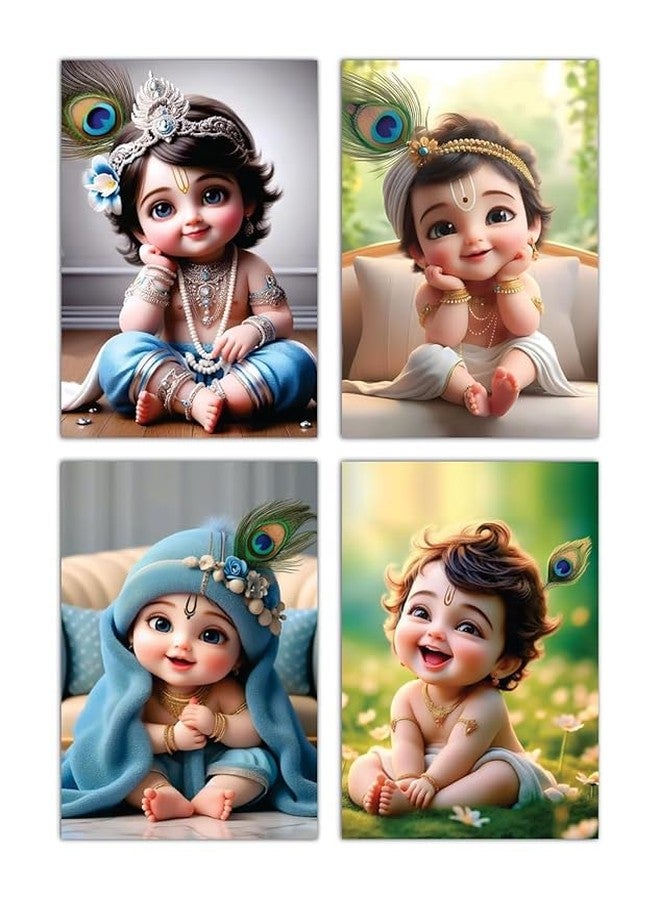 UTOPIC Bal Krishna Religious Paper Poster for Pregnant Women, Multicolor, A4, 20x30 cm, Pack of 4 - Image 1