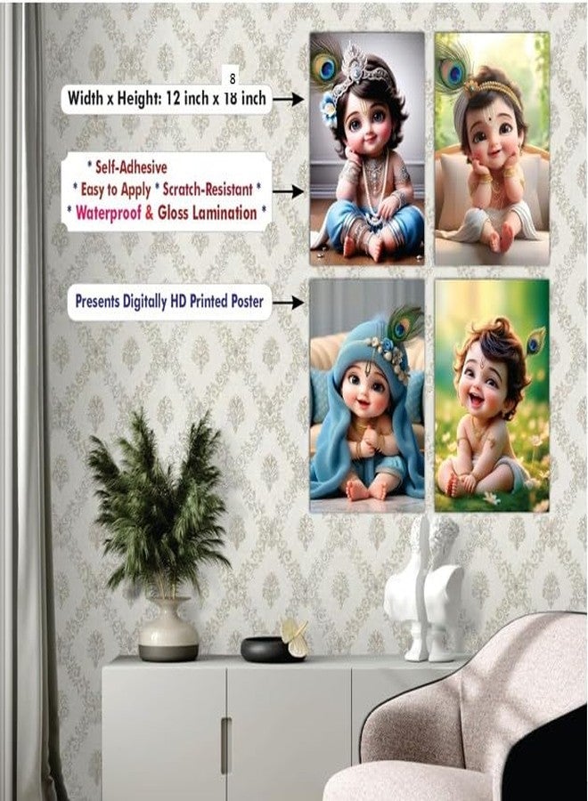 UTOPIC Bal Krishna Religious Paper Poster for Pregnant Women, Multicolor, A4, 20x30 cm, Pack of 4 - Image 5