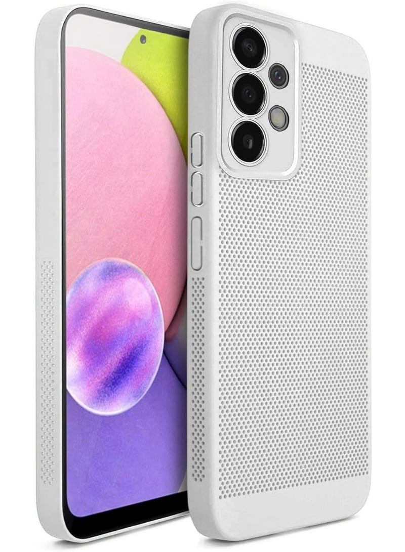 Heat Dissipation Case with Built in Camera Lens Protector Slim Fit Breathable Cooling Anti Fingerprint Hard PC Back Shockproof Cover For Samsung Galaxy A52/A52s (White)