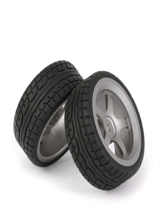 BQLZR 2.44 Inch Diameter Black Plastic Drift Tires & Grey Aluminum Alloy 5 Spoke Wheel Rim for RC 1:10 Car - Image 3