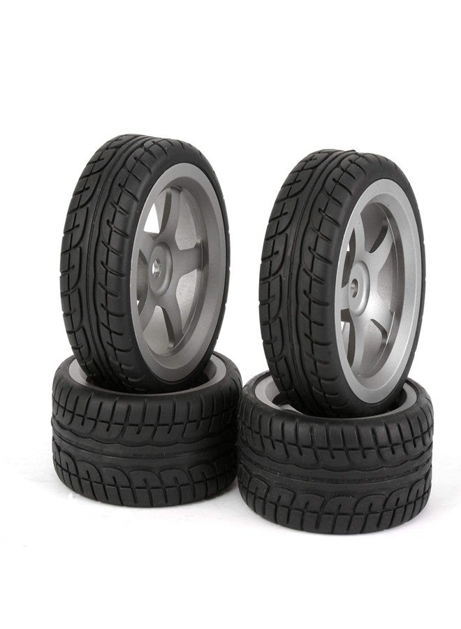 BQLZR 2.44 Inch Diameter Black Plastic Drift Tires & Grey Aluminum Alloy 5 Spoke Wheel Rim for RC 1:10 Car - Image 1
