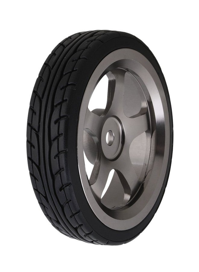 BQLZR 2.44 Inch Diameter Black Plastic Drift Tires & Grey Aluminum Alloy 5 Spoke Wheel Rim for RC 1:10 Car - Image 4