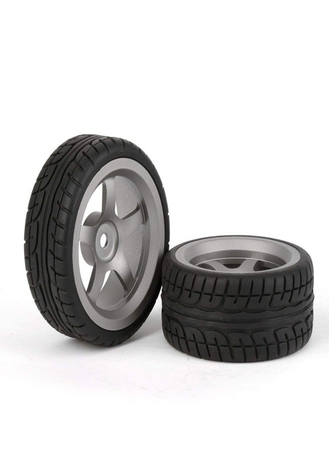 BQLZR 2.44 Inch Diameter Black Plastic Drift Tires & Grey Aluminum Alloy 5 Spoke Wheel Rim for RC 1:10 Car - Image 2