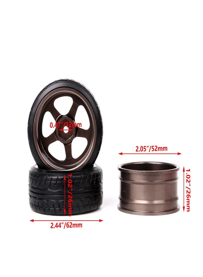 BQLZR 2.44 Inch Diameter Black Plastic Drift Tires & Grey Aluminum Alloy 5 Spoke Wheel Rim for RC 1:10 Car - Image 5