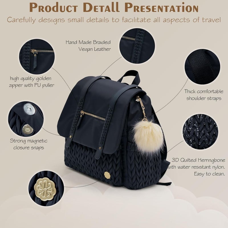 SEWBOO Diaper Bag Backpack Large Capacity Convertible Travel Back Pack Waterproof Baby Bag for Mom and Girl - Image 3