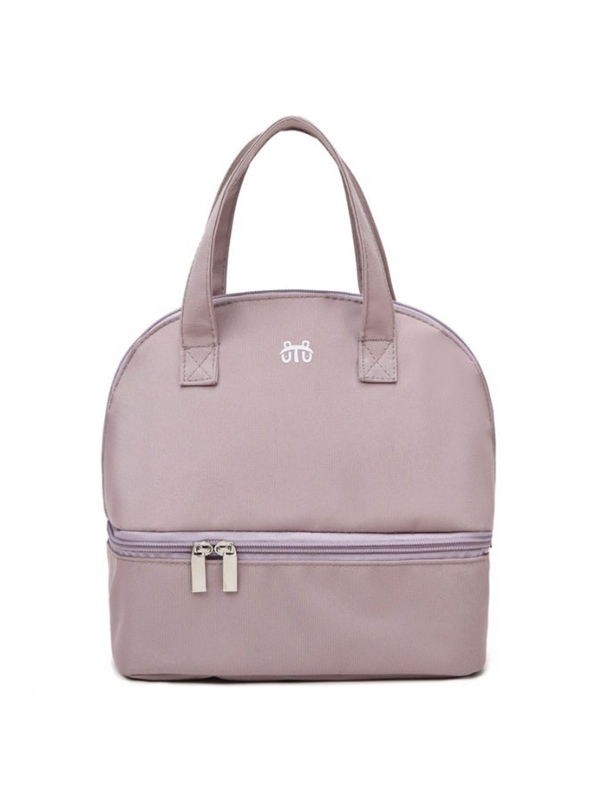 جيكون ضوء الأرجواني معزول الغداء حقيبة مزدوجة سطح السفينة بسيطة بينتو برودة حقيبة مانعة للتسرب الغداء حمل حقيبة ل علب الاغذية للنساء الرجال الكبار نزهة العمل التنزه الشاطئ - Image 2