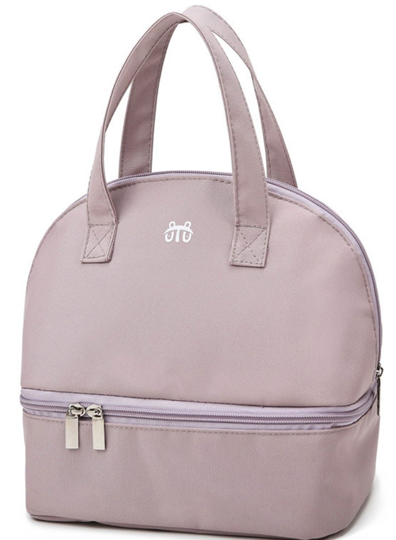 جيكون ضوء الأرجواني معزول الغداء حقيبة مزدوجة سطح السفينة بسيطة بينتو برودة حقيبة مانعة للتسرب الغداء حمل حقيبة ل علب الاغذية للنساء الرجال الكبار نزهة العمل التنزه الشاطئ - Image 1