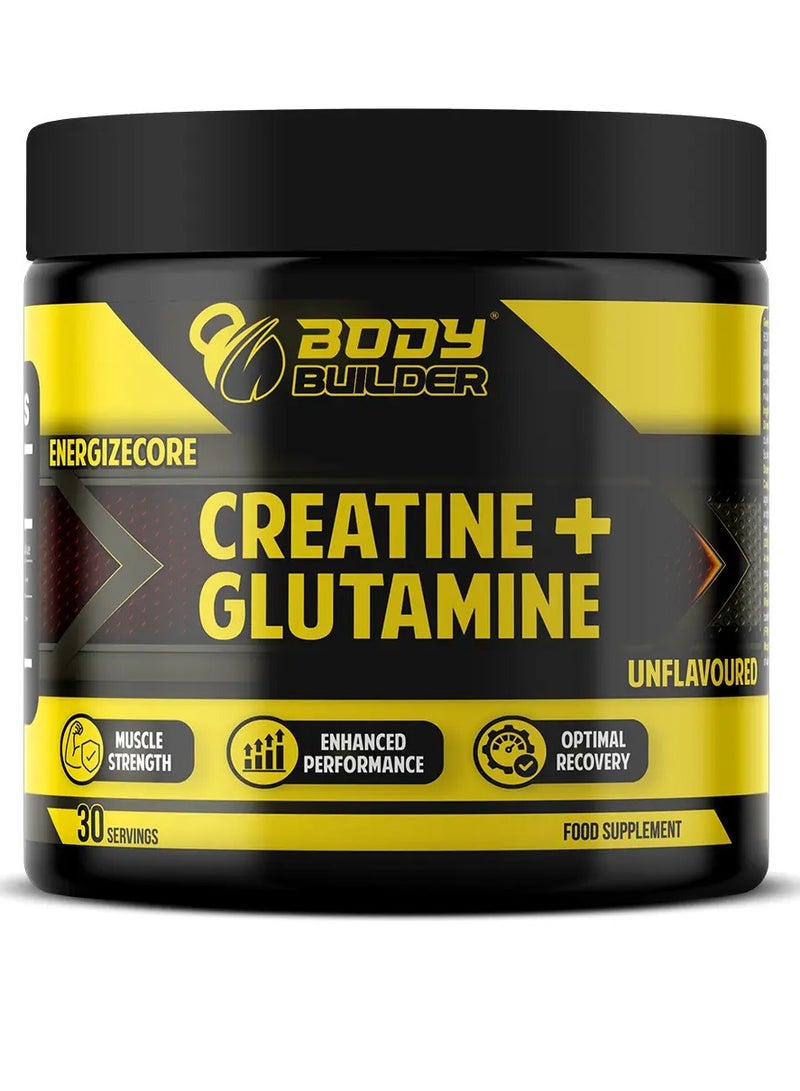 Body Builder Energizecore Creatine + Glutamine Unflavored 30 Muscle Strength - Image 1