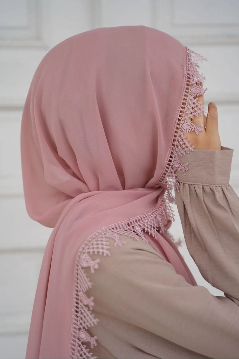 Shawl Secret Headscarf | Needle Lace | Prayer Scarf | Mawlid Scarf | Marriage Scarf | Islamic Scarf  - Image 2