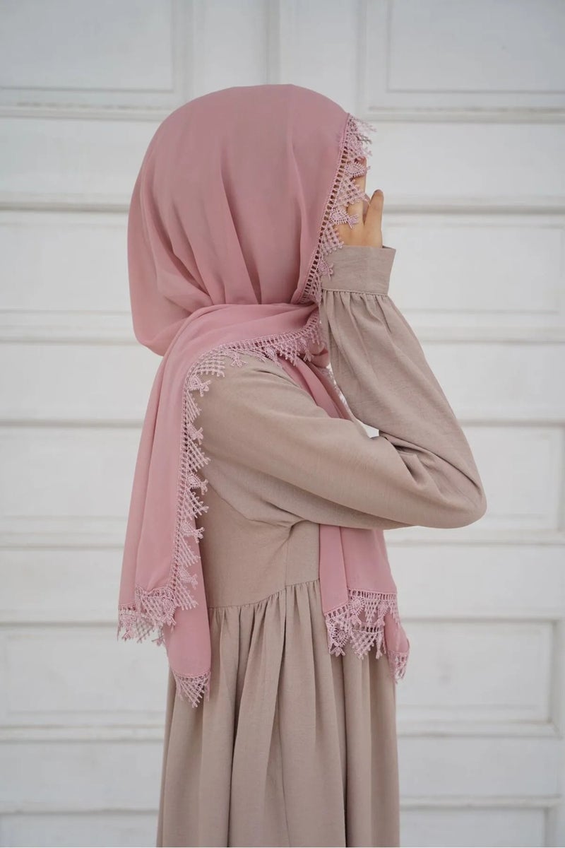 Shawl Secret Headscarf | Needle Lace | Prayer Scarf | Mawlid Scarf | Marriage Scarf | Islamic Scarf  - Image 4