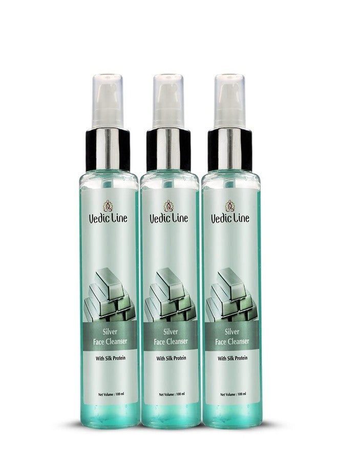 Vedic Line Vedicline Silver Cleanser Eliminate Dirt & Impurities, Dead Skin With Aloe Vera Extract, Menthol, Silk Protein, For Fresh Soothing Face (Pack of 3), (3 * 100ml) - Image 1