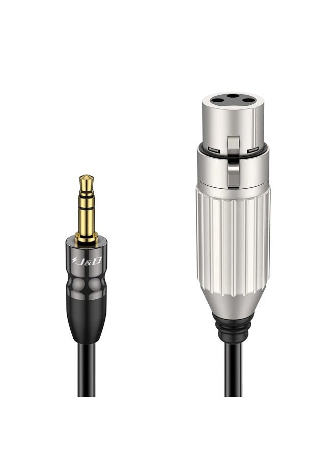 J&D كابل ميكروفون XLR إلى 3.5 مم، XLR أنثوي محاط بـ PVC إلى كابل TRS ذكر 1/8 بوصة متوازن، محول XLR إلى TRS 1/8 بوصة لكاميرا DSLR، بطاقة صوت الكمبيوتر، 15 قدم - Image 1