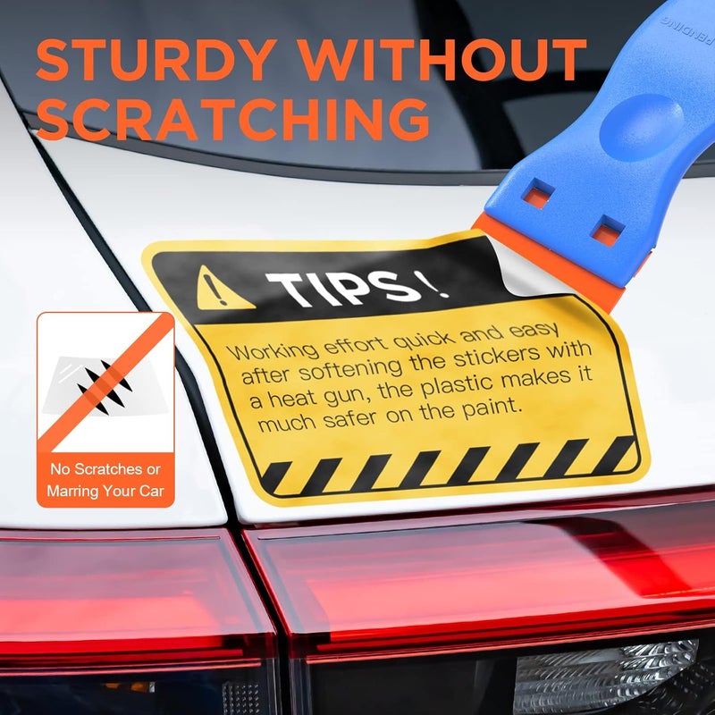 HELEMAN Plastic Razor Blades Scraper Tool - 2 Pack Wall Paint Remover with 100 Pcs Plastic Blades Kit No Scratch Car Window Glass Wood Sticker Removal Floor Stove Kitchen Vinyl Adhesive Decal Tape Cleanings - Image 3