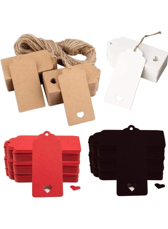 بريميفي 200 قطعة من بطاقات الهدايا الورقية الملونة المتنوعة مع خيوط الجوت الطبيعية بطول 25 مترًا - Image 1