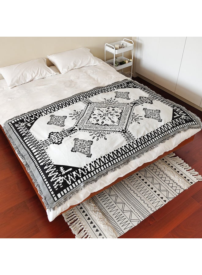Style Cotton Yarn Jacquard Cover Blanket Bed End Decoration Towel Hotel Linen Hotel Homestay Bed Flag Bed End Towel