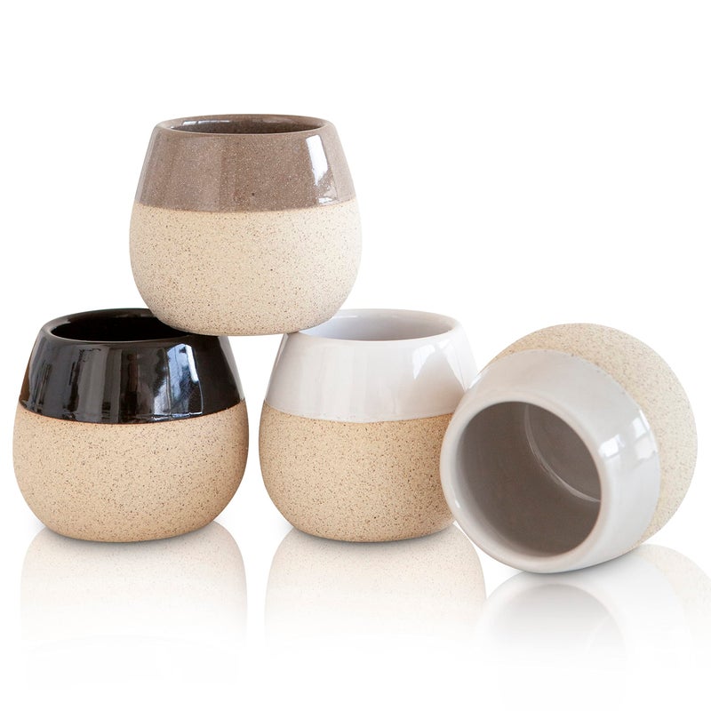 Amarcado Ceramic Espresso Cups Set of 4 45oz capacity  Cortado Macchiato Coffee Mugs for Nespresso Machine  Espresso Glasses  Demitasse Cups  Tazas de Cafe  Espresso Accessories  Expresso Coffee Cup