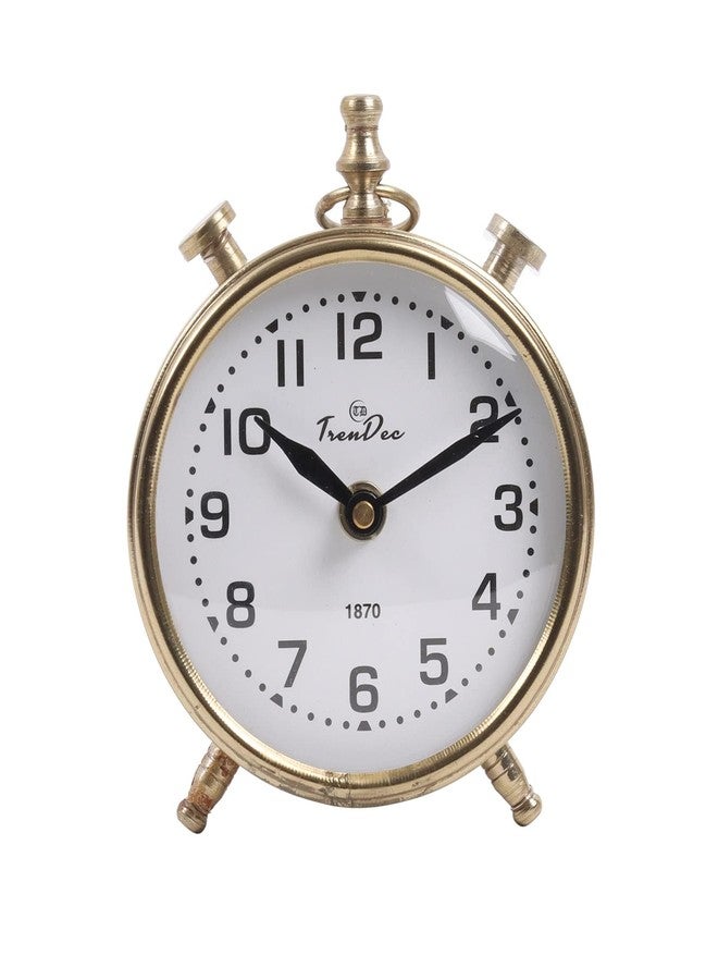 TrenDec 4'' Gold Aluminium Analog Table Clock | Elegant Home & Living Room Decor - Image 1