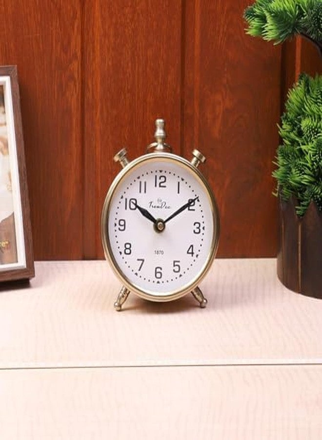 TrenDec 4'' Gold Aluminium Analog Table Clock | Elegant Home & Living Room Decor - Image 3