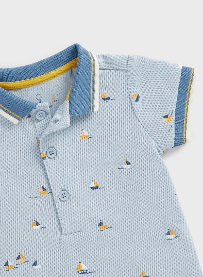 mothercare Kids Printed Polo & Shorts Socks Set