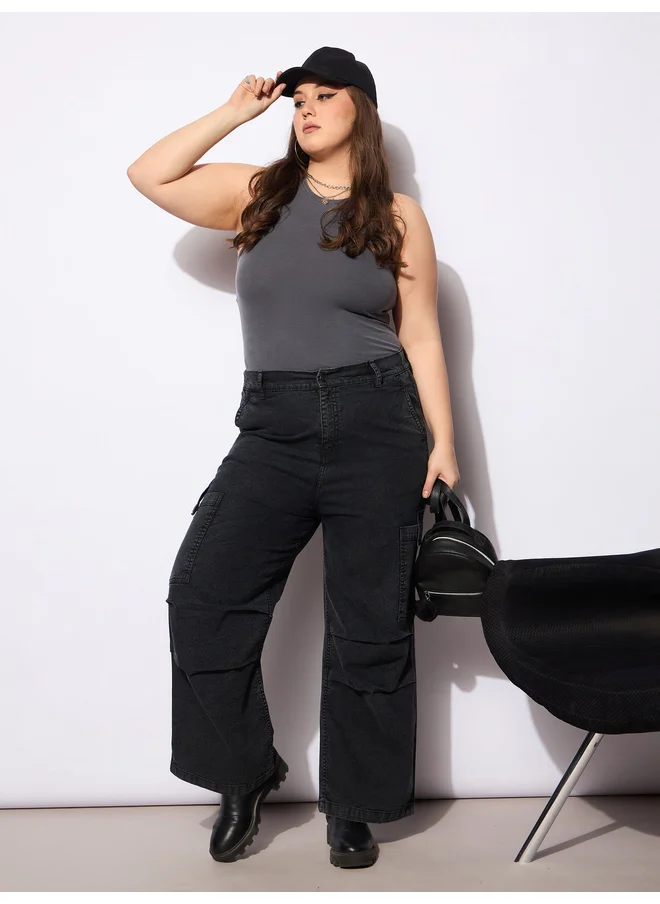 ساسافراس Sassafras Plus Size Straight Fit Jeans with Side Pockets Details