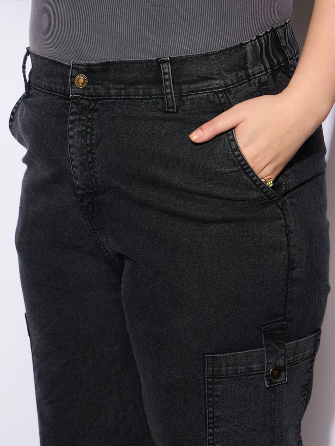 SASSAFRAS Sassafras Plus Size Straight Fit Jeans with Side Pockets Details  - Image 4