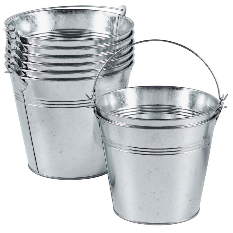 OBTANIM 8 Pack Galvanized Metal Buckets with Handle Ice Pails for Plants Succulents Party Favors Organizing Rustic Home Decor or Classrooms Pencil Storage 6 x 43 inch