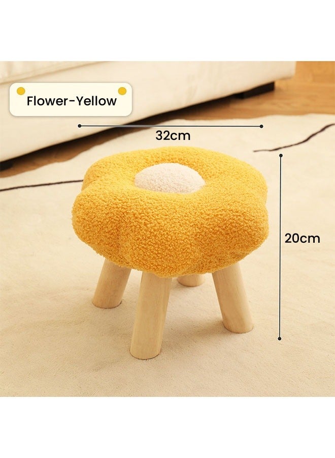 Generic Flower Stool Under Desk Step Stool Foot Rest Pouf Multifunctional Shoes Changing Cute Sofa Stool Small Foot Stool for Porch Living Room Bedside Apartment Yellow  - Image 2