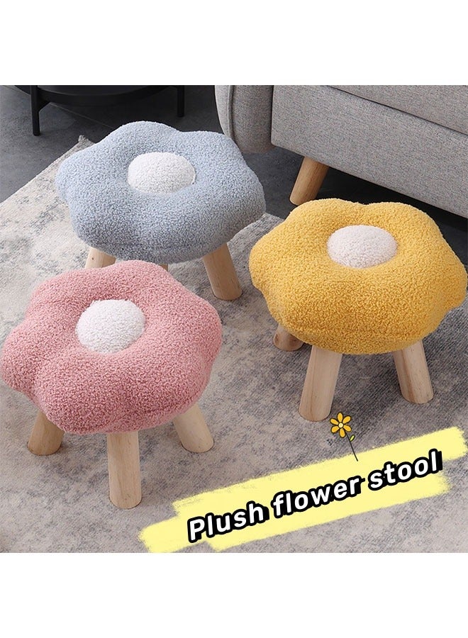 Generic Flower Stool Under Desk Step Stool Foot Rest Pouf Multifunctional Shoes Changing Cute Sofa Stool Small Foot Stool for Porch Living Room Bedside Apartment Yellow  - Image 5