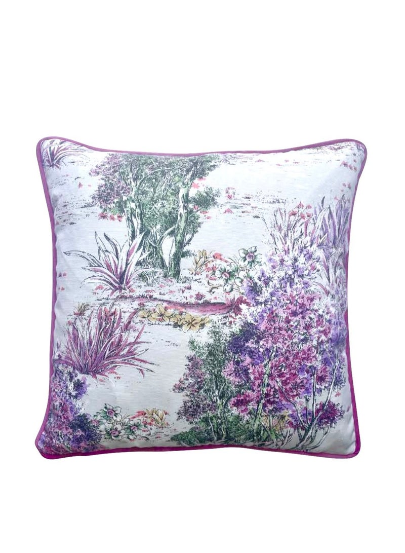 Pink Garden Artistic Cushion Cover with Edges - Image 1