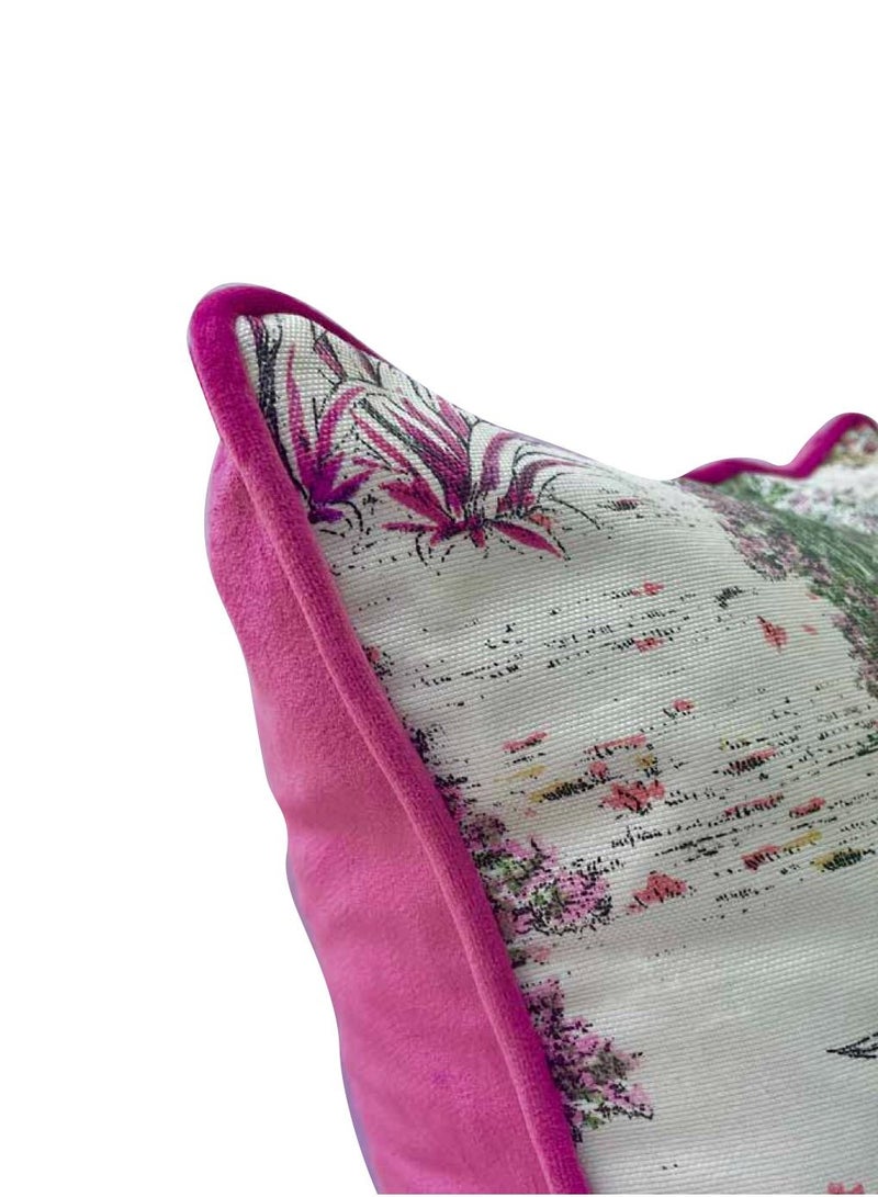 Pink Garden Artistic Cushion Cover with Edges - Image 3