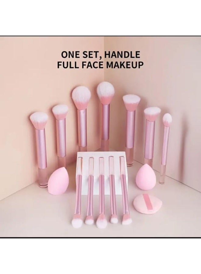 BOLREUS 15 PCS Makeup Tool Set, 12 makeup Brush Sets- Including Blush Brush, Contour Brush, Foundation Brush, Concealer Brush, Eye Shadow Brus, 1 pc Angle Makeup Sponge, 1 pc Drop-Shaped Beauty Egg and 1 Pc Powder Puff Beauty Tool - Image 5