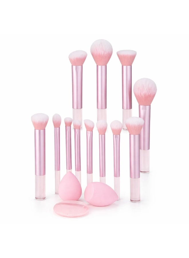 BOLREUS 15 PCS Makeup Tool Set, 12 makeup Brush Sets- Including Blush Brush, Contour Brush, Foundation Brush, Concealer Brush, Eye Shadow Brus, 1 pc Angle Makeup Sponge, 1 pc Drop-Shaped Beauty Egg and 1 Pc Powder Puff Beauty Tool - Image 1