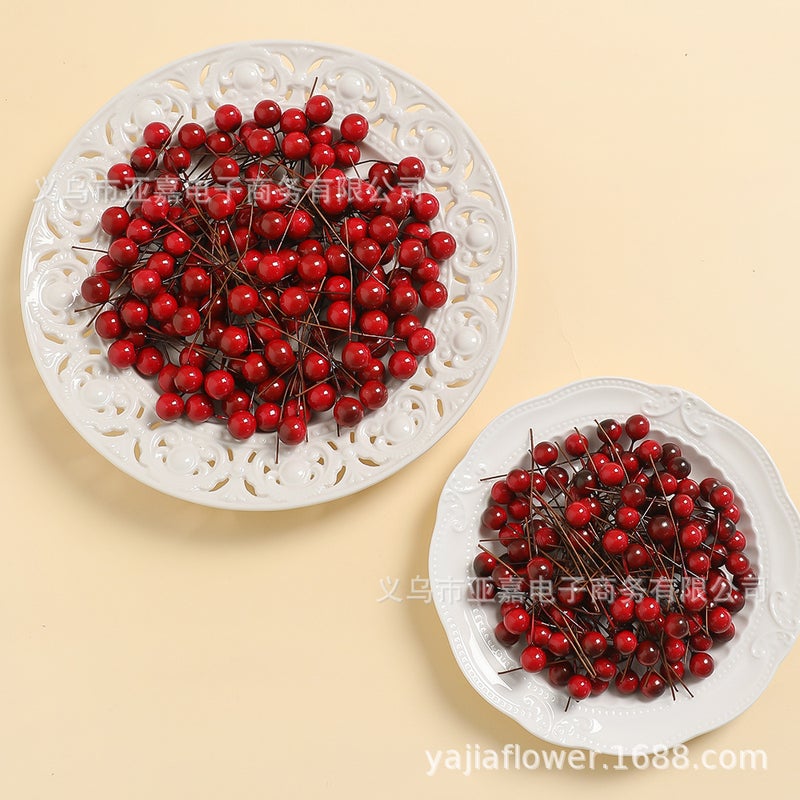 Simulated Stamen Cherry Mini Pearl Plastic Stamen Fruit Wedding Scene Christmas Diy Gift Box Decoration - Image 3