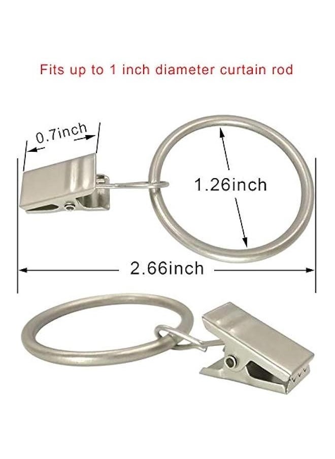 Generic - 90 Pack Curtain Rings with Clips, Drapery Clips with Rings, Drapes Rings 1.26 in Interior Diameter, Fits up to 1 in Curtain Rod, Matte Silver - Image 1