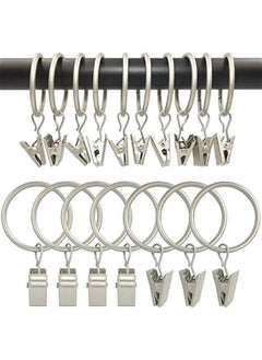 90 Pack Curtain Rings with Clips, Drapery Clips with Rings, Drapes Rings 1.26 in Interior Diameter, Fits up to 1 in Curtain Rod, Matte Silver