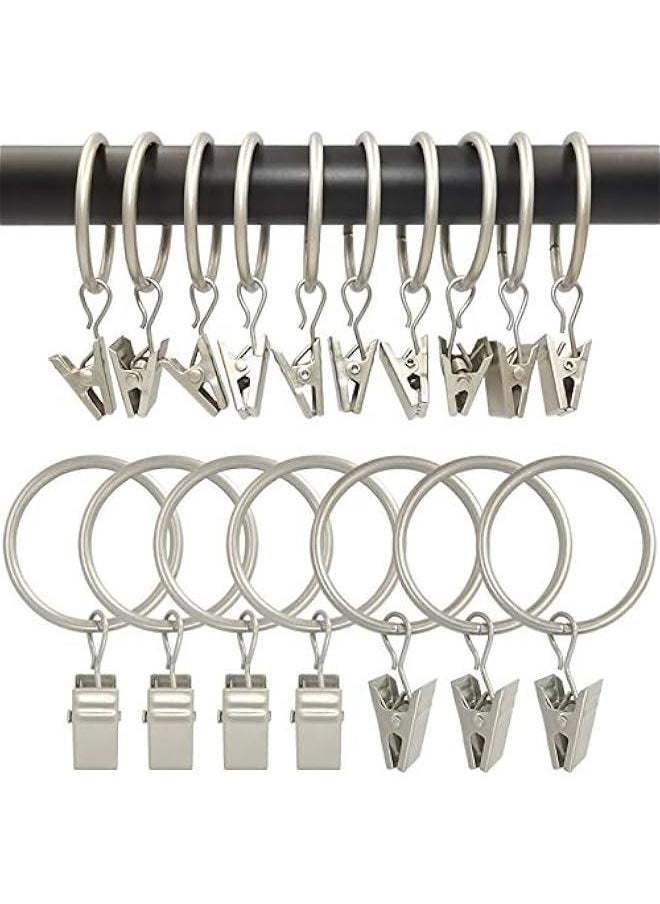 Generic - 90 Pack Curtain Rings with Clips, Drapery Clips with Rings, Drapes Rings 1.26 in Interior Diameter, Fits up to 1 in Curtain Rod, Matte Silver - Image 1