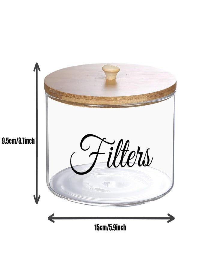 Klmnop Coffee Filter Holder, Glass Coffee Filter Storage Container with Bamboo Lid, Rustic Farmhouse Coffee Filter Holder for Counter, Coffee Bar Accessories Decor(Clear) - Image 2
