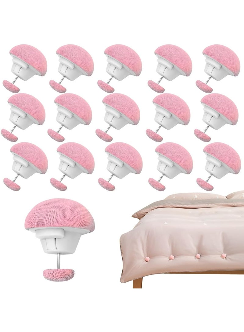 هابي هوم مجموعة 16 قطعة من مشابك اللحاف – دبابيس تثبيت اللحاف تحافظ على اللحاف في مكانه، مشابك مانعة للانزلاق لتثبيت اللحاف وغطاء اللحاف – لون وردي - Image 1