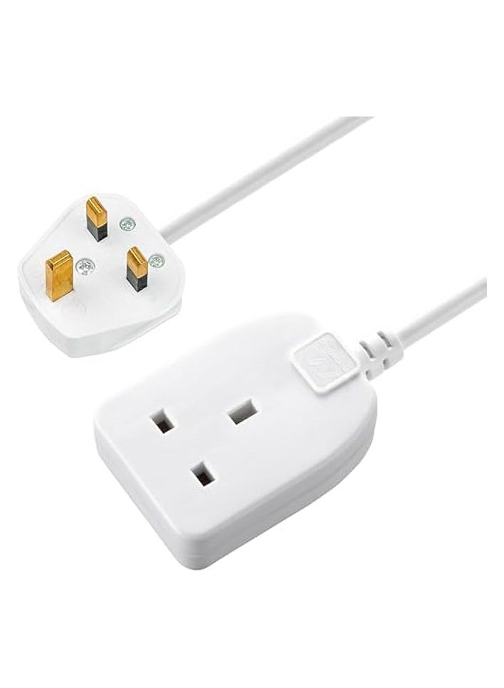 erorex Single Socket Long Extension Lead, 5 Metres, 13 Amp, White - Image 1