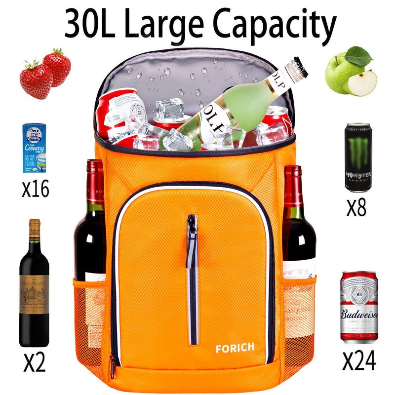 FORICH Soft Cooler Backpack Insulated Waterproof Cooler Bag Leak Proof Portable Small Backpacks to Work Lunch Travel Beach Camping Hiking Picnic Fishing Beer for Men Women (Orange) - Image 3
