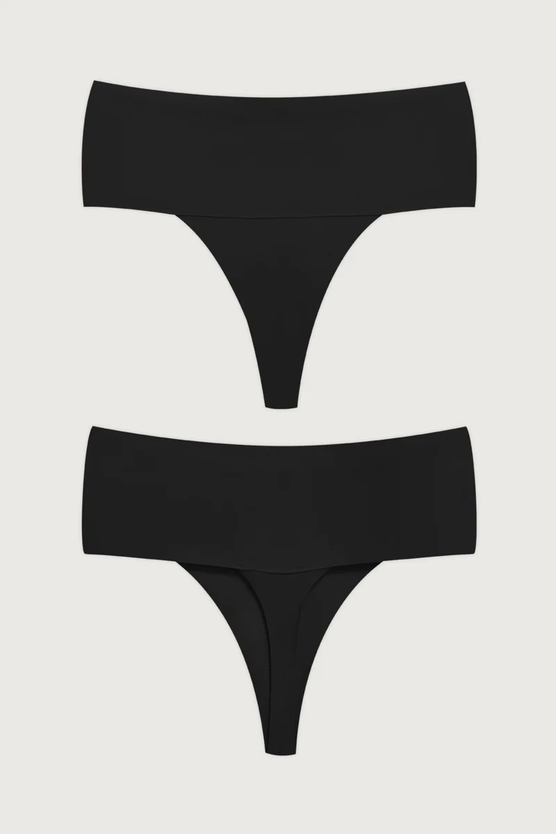 COTTONHILL Laser Cut Flexible Non-marking High Waist Thong 3 Pack Panties